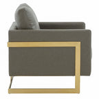 Lincoln Leather Accent Chair With Gold Frame Modern Single Seater Sofa for Living Room and Bedroom - 34