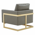 Lincoln Leather Accent Chair With Gold Frame Modern Single Seater Sofa for Living Room and Bedroom - 34