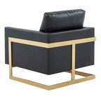 Lincoln Leather Accent Chair With Gold Frame Modern Single Seater Sofa for Living Room and Bedroom - 34