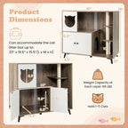 Grey & White Wood Top Cat Litter Box Enclosure with Tree Tower, for 1–2 Cats