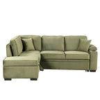 Green 84.75 L-Shaped 5-Seat Sleeper Sofa with Storage