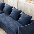 Blue 106.3 Oversized L-Shaped 3-Seater Sectional Sofa with Chaise, 4 Decorative Pillows, and Stylish Modular Build