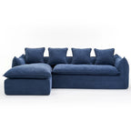 Blue 106.3 Oversized L-Shaped 3-Seater Sectional Sofa with Chaise, 4 Decorative Pillows, and Stylish Modular Build