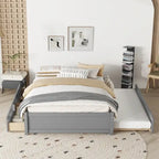 Full Solid Wood Platform Bed with Twin Trundle