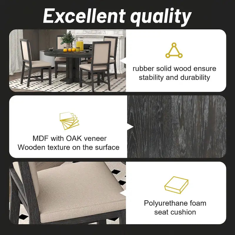 Curved 4 Piece Kitchen Chair Dining Chair Set with Upholstered, Solid Wood Legs for Dining Room Kitchen Living Room Bedroom