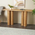 Console en bois faite à la main avec pieds en colonne - Marron - Roche River Decor