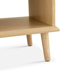 Natural Rattan Accent Side Table with Drawer & Charging Station, 1-Person