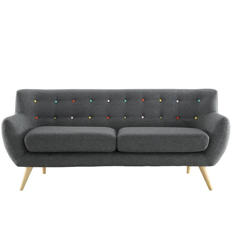 Button-Tufted Mid-Century Sofa, 2-Seat, Multiple Colors