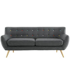 Button-Tufted Mid-Century Sofa, 2-Seat, Multiple Colors