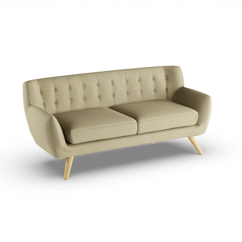 Button-Tufted Mid-Century Sofa, 2-Seat, Multiple Colors