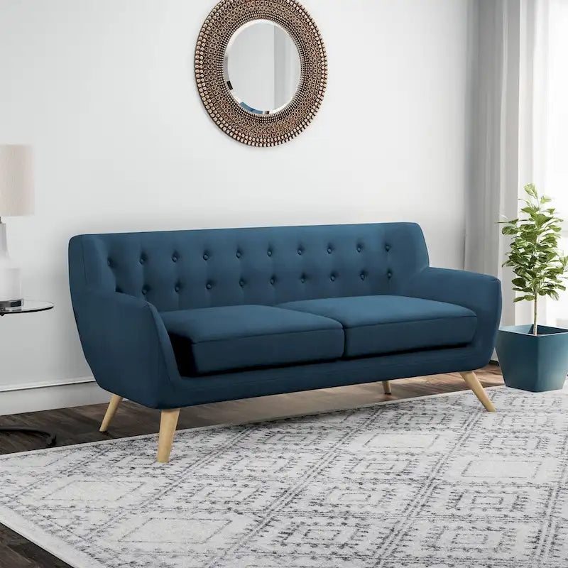 Button-Tufted Mid-Century Sofa, 2-Seat, Multiple Colors