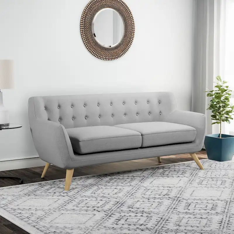 Button-Tufted Mid-Century Sofa, 2-Seat, Multiple Colors