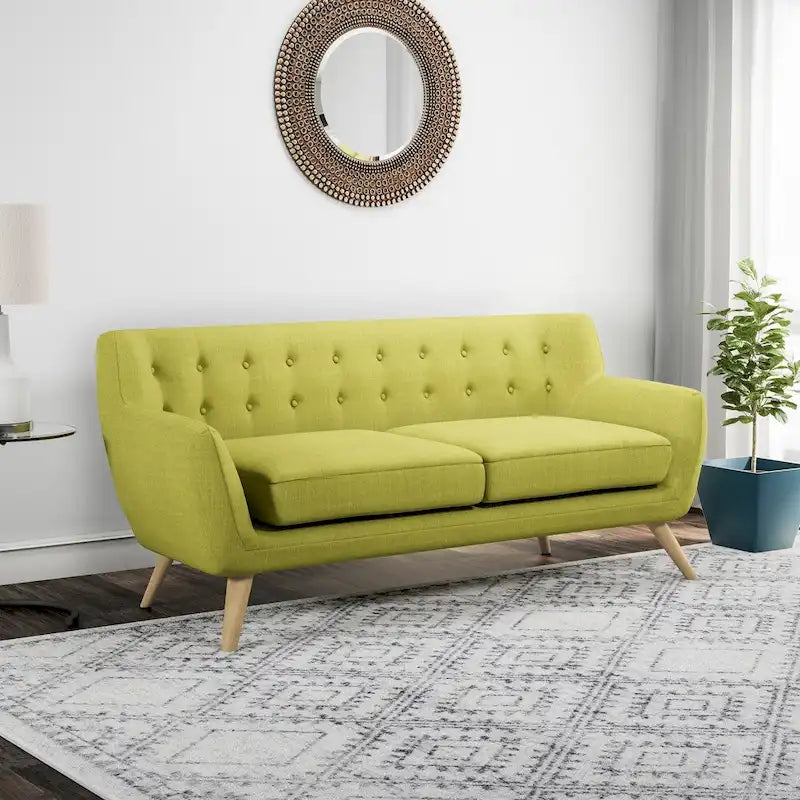 Button-Tufted Mid-Century Sofa, 2-Seat, Multiple Colors