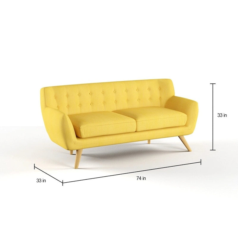Button-Tufted Mid-Century Sofa, 2-Seat, Multiple Colors
