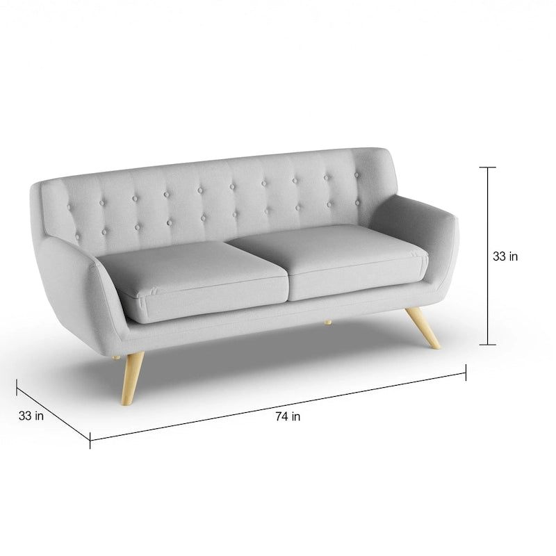 Button-Tufted Mid-Century Sofa, 2-Seat, Multiple Colors