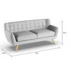 Button-Tufted Mid-Century Sofa, 2-Seat, Multiple Colors