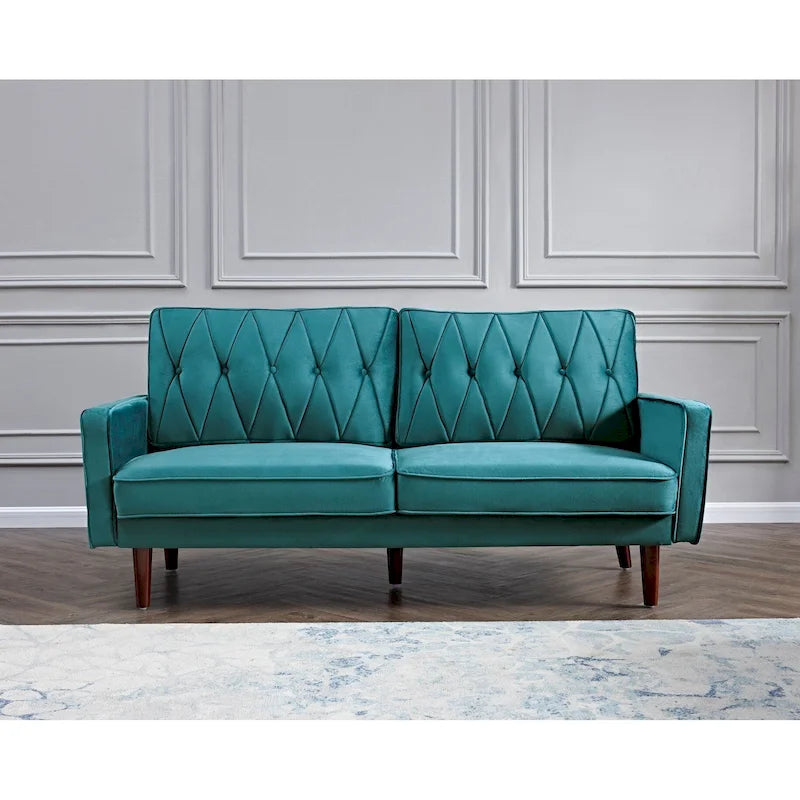 69.3" Wide Velvet Button-Tufted 2-Seater Sofa