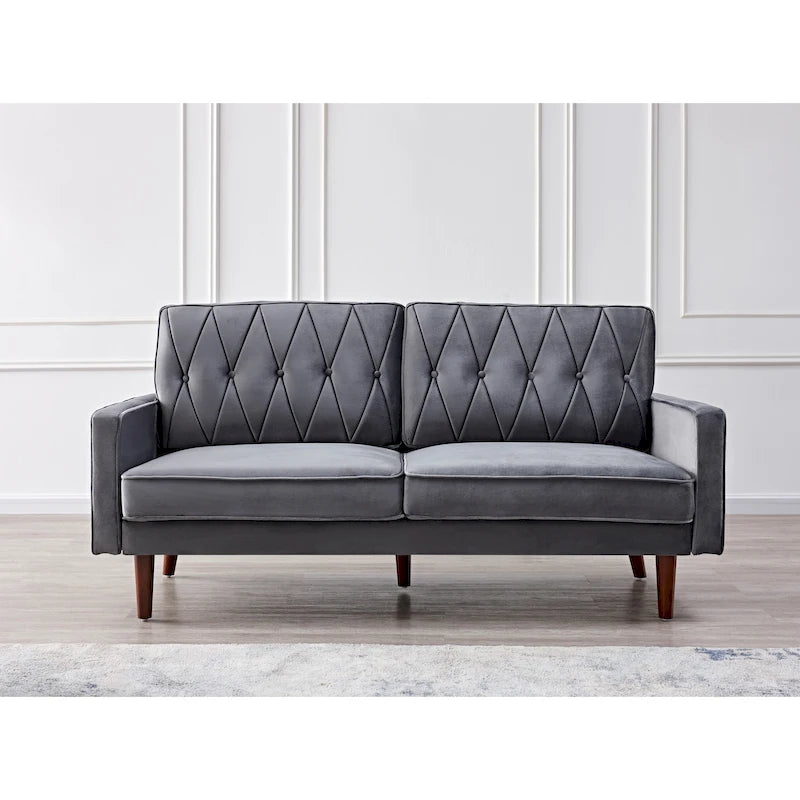 69.3" Wide Velvet Button-Tufted 2-Seater Sofa