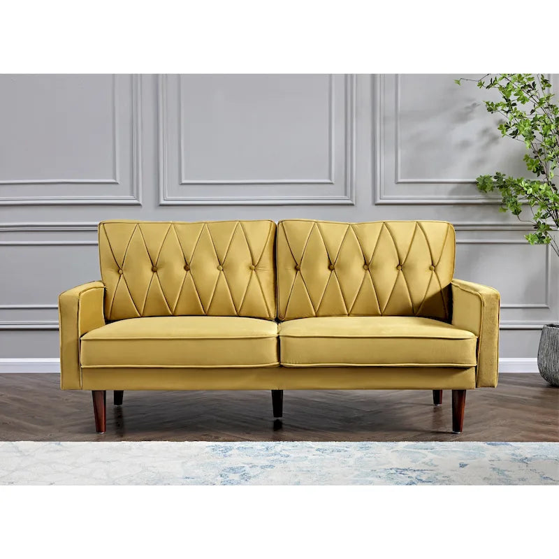 69.3" Wide Velvet Button-Tufted 2-Seater Sofa