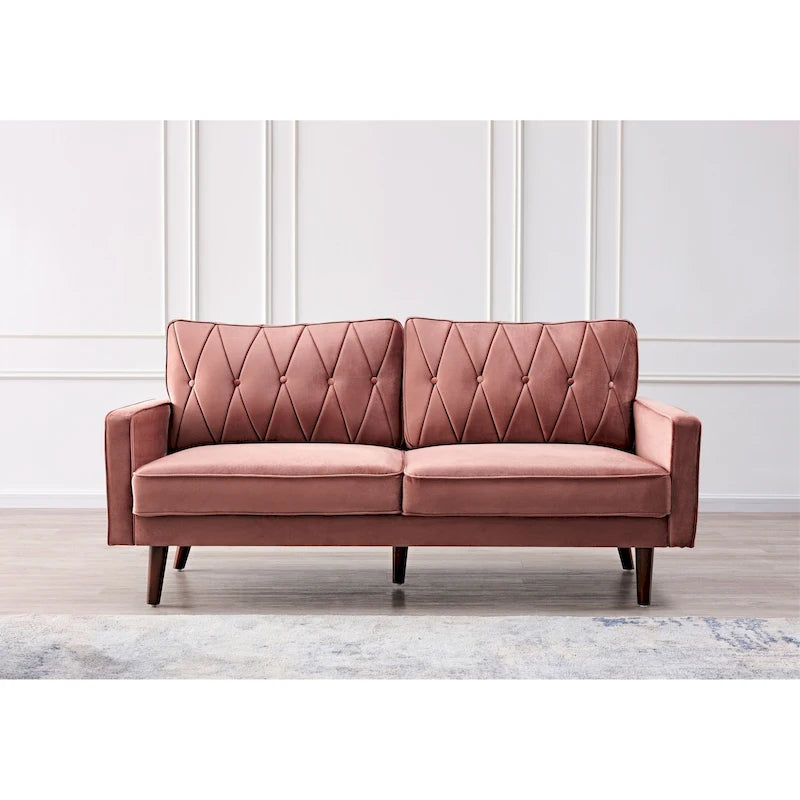 69.3" Wide Velvet Button-Tufted 2-Seater Sofa