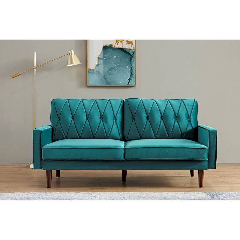 69.3" Wide Velvet Button-Tufted 2-Seater Sofa