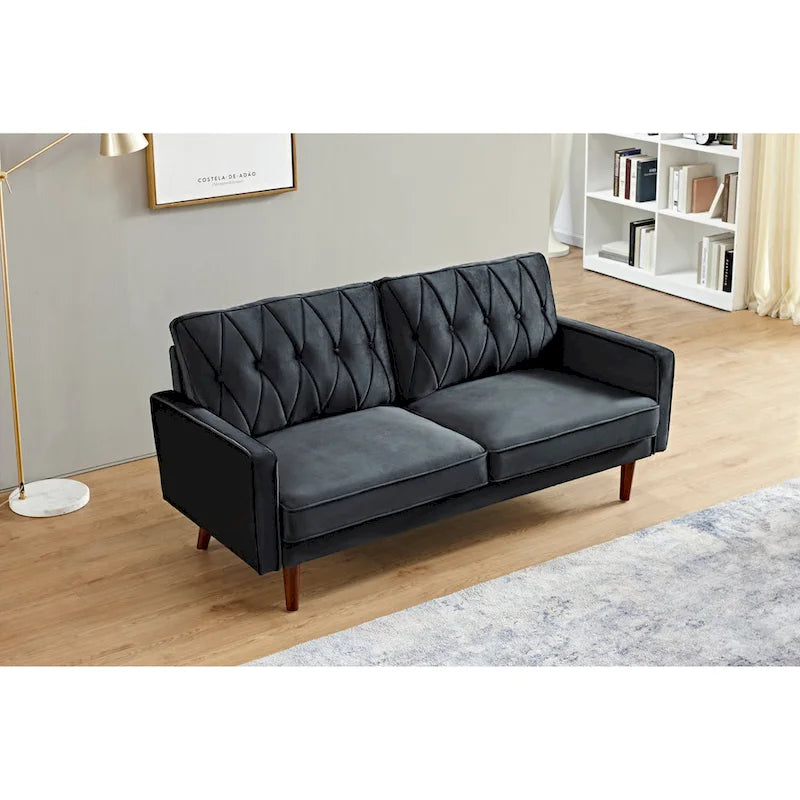 69.3" Wide Velvet Button-Tufted 2-Seater Sofa