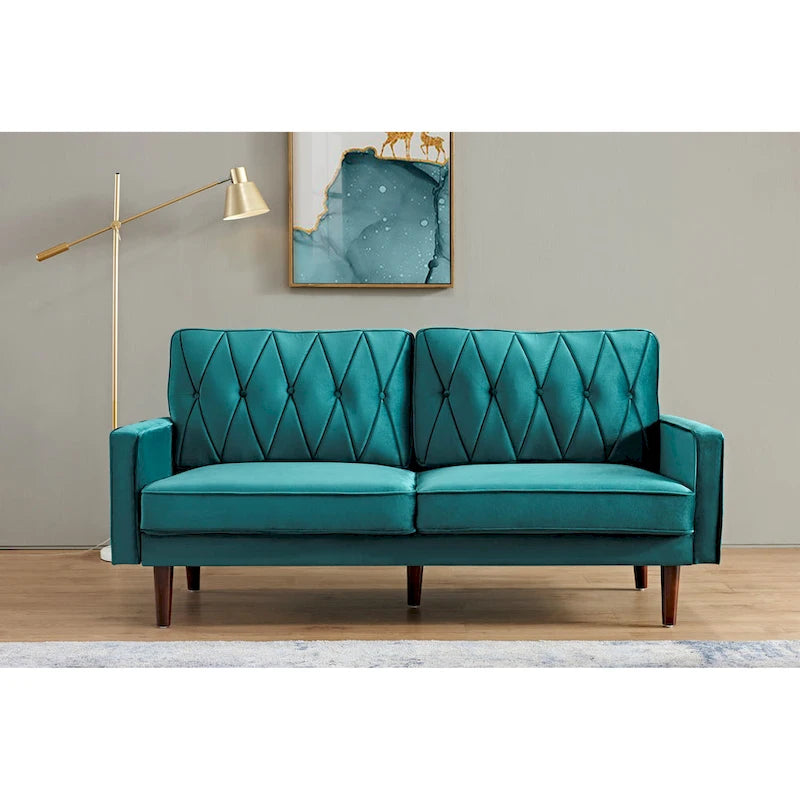 69.3" Wide Velvet Button-Tufted 2-Seater Sofa