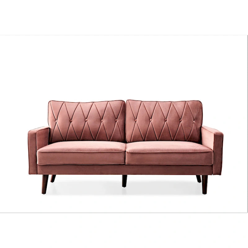 69.3" Wide Velvet Button-Tufted 2-Seater Sofa