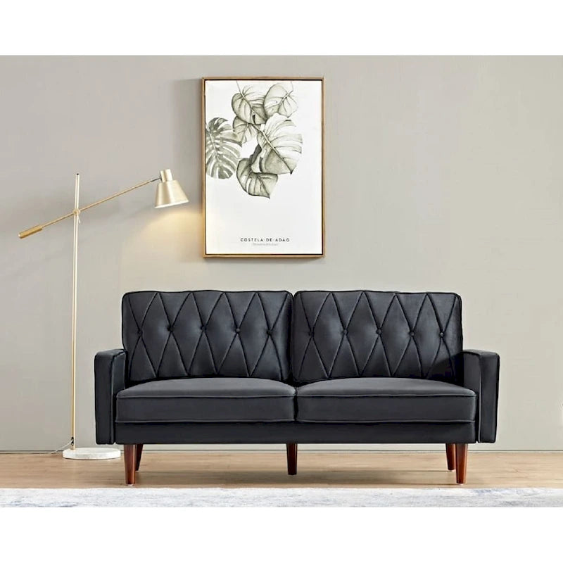 69.3" Wide Velvet Button-Tufted 2-Seater Sofa