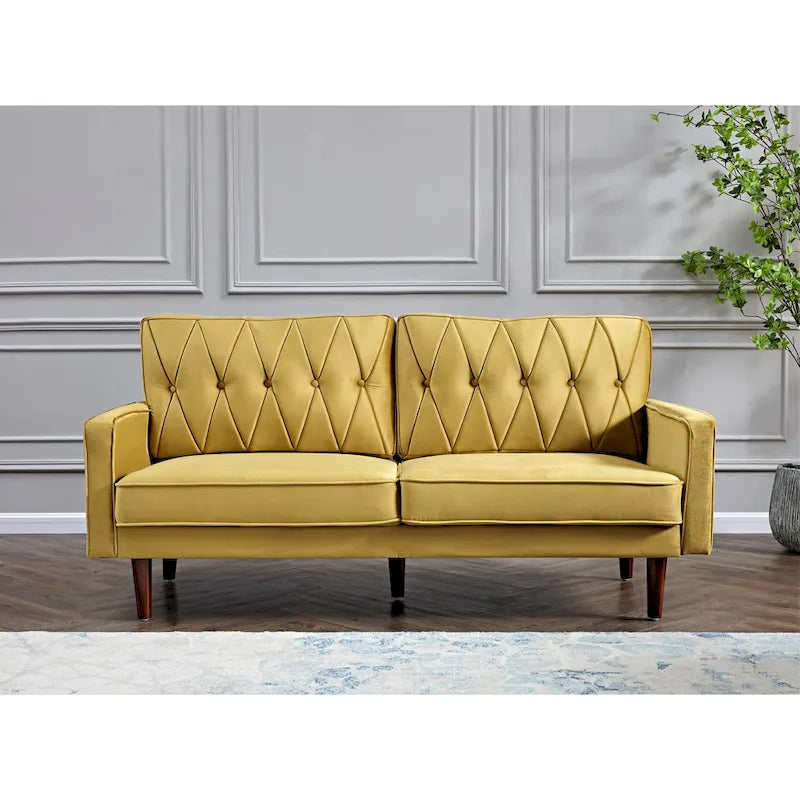 69.3" Wide Velvet Button-Tufted 2-Seater Sofa