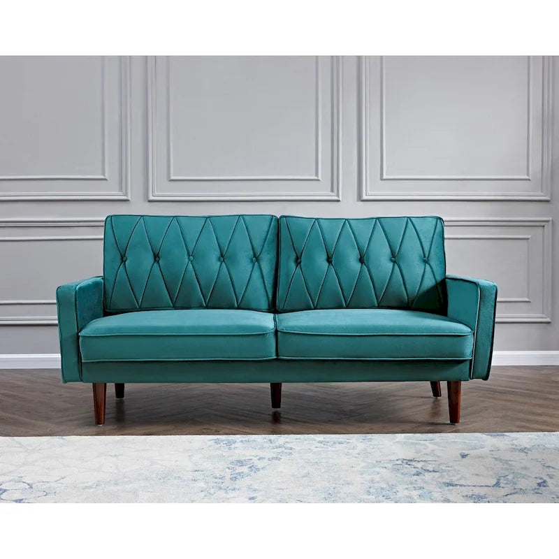 69.3" Wide Velvet Button-Tufted 2-Seater Sofa