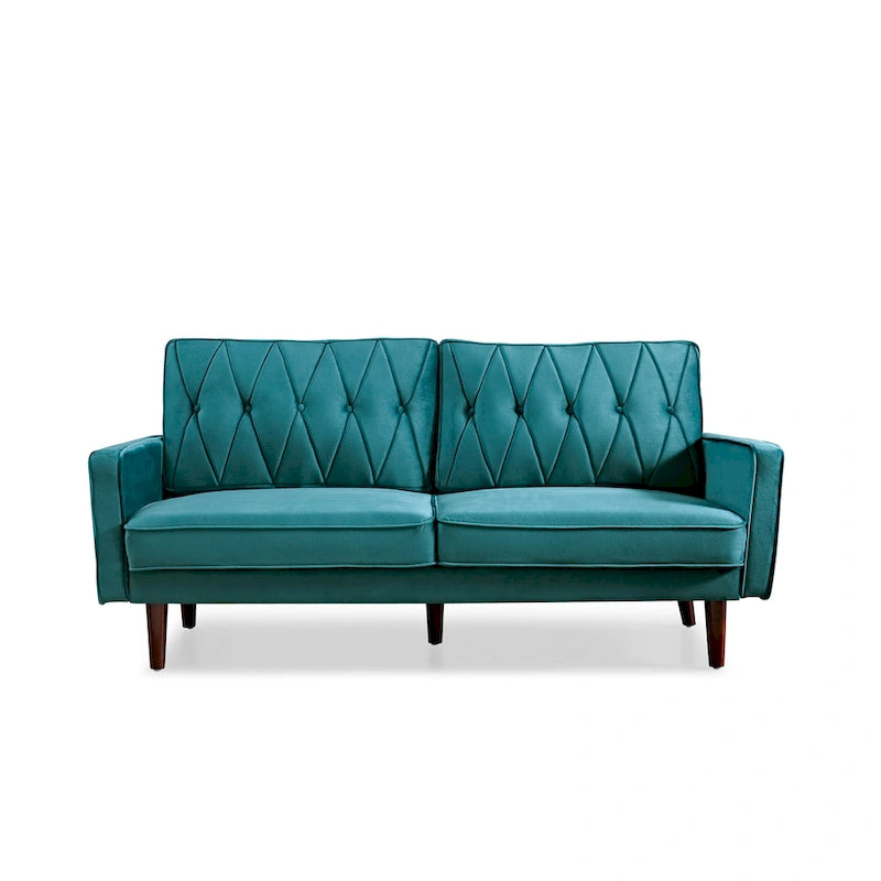 69.3" Wide Velvet Button-Tufted 2-Seater Sofa