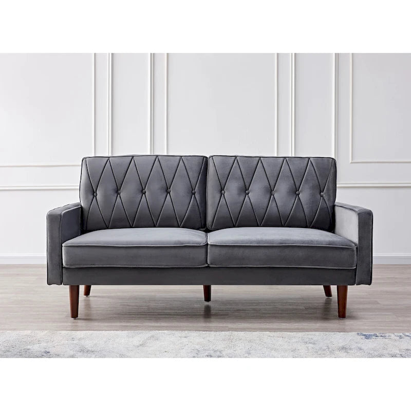 69.3" Wide Velvet Button-Tufted 2-Seater Sofa