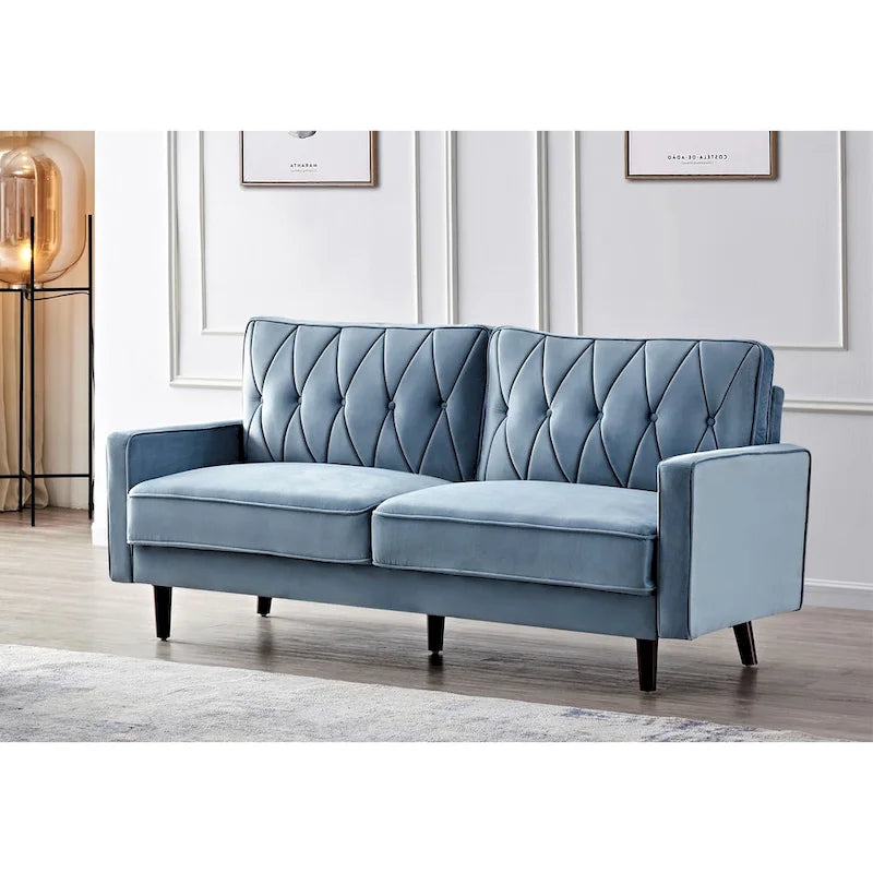 69.3" Wide Velvet Button-Tufted 2-Seater Sofa