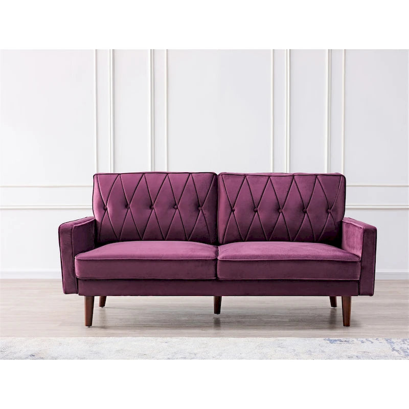 69.3" Wide Velvet Button-Tufted 2-Seater Sofa