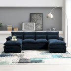 Modern U-shaped Sectional Sofa with Waist PillowsSleeper Sofa Couch with Chaise Lounge