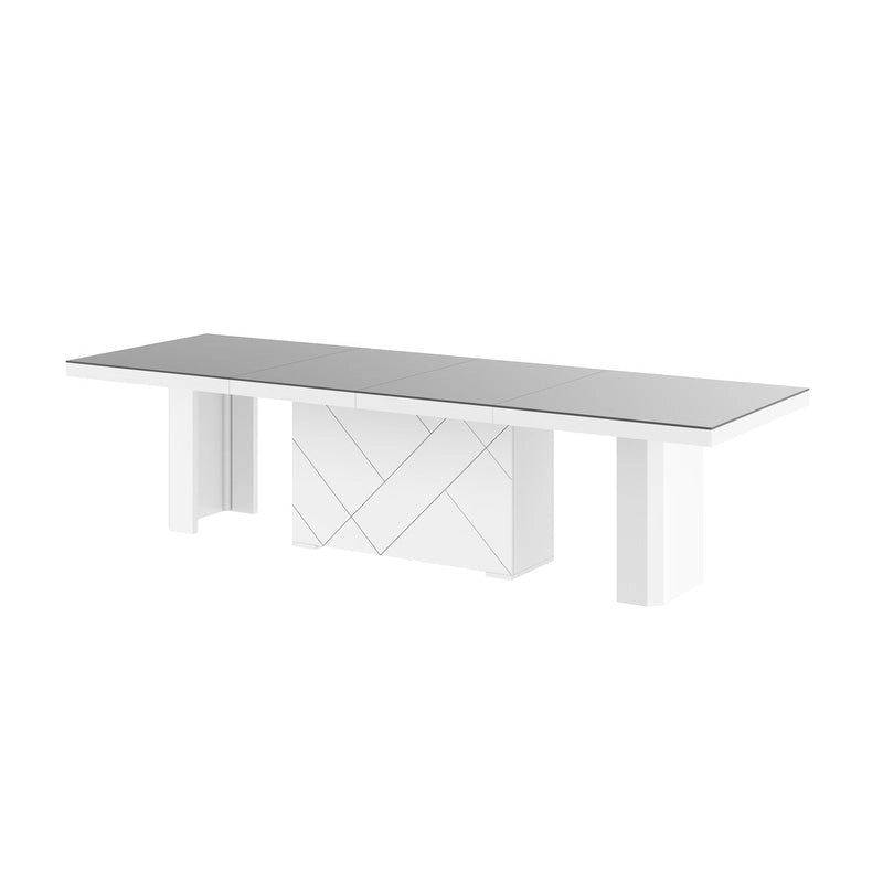 High-Gloss Extendable Dining Table, Black, Seats up to 18-20