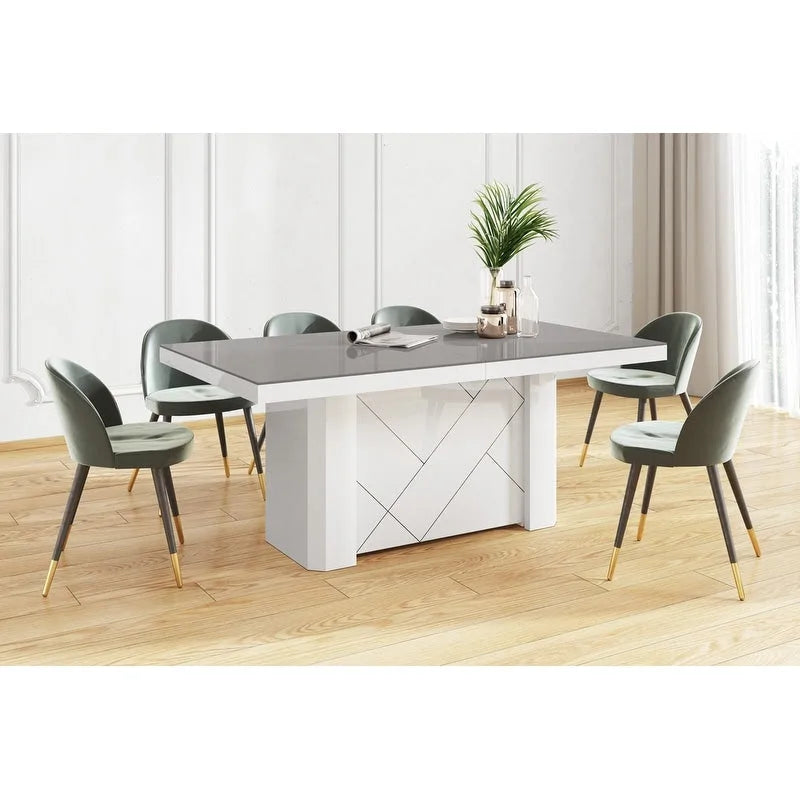 High-Gloss Extendable Dining Table, Black, Seats up to 18-20