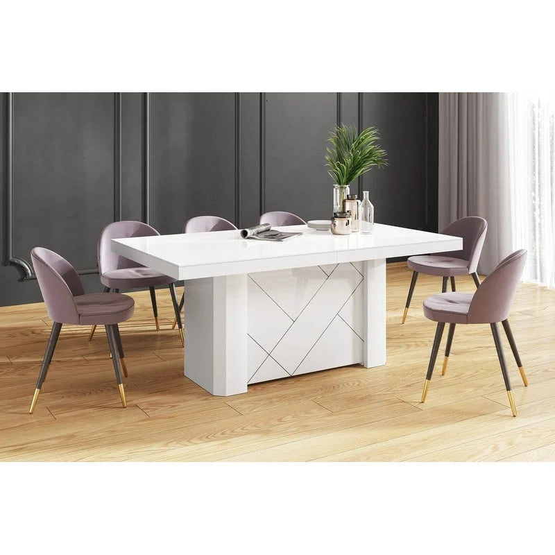 High-Gloss Extendable Dining Table, Black, Seats up to 18-20