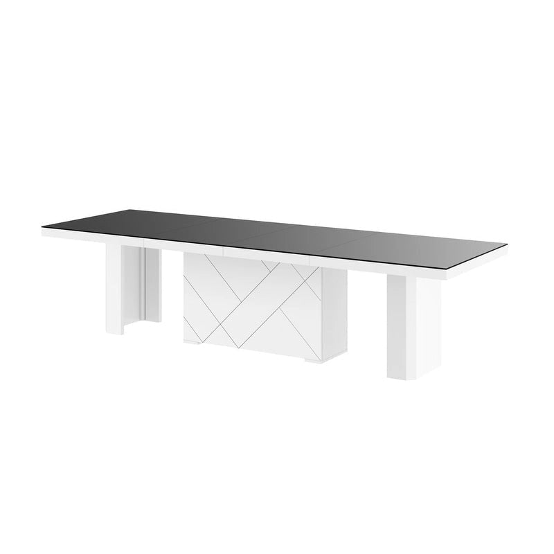 High-Gloss Extendable Dining Table, Black, Seats up to 18-20