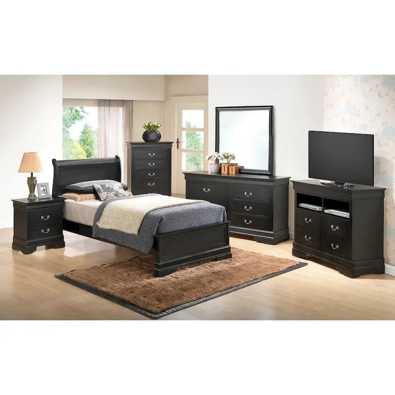 Louis Philippe Sleigh Twin Panel Bed