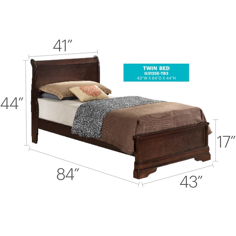 Louis Philippe Sleigh Twin Panel Bed