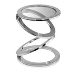 17 Silver And Clear Glass and Aluminum Round Abstract End Table