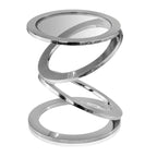 17 Silver And Clear Glass and Aluminum Round Abstract End Table
