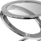 17 Silver And Clear Glass and Aluminum Round Abstract End Table