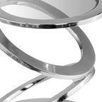 17 Silver And Clear Glass and Aluminum Round Abstract End Table