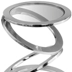 17 Silver And Clear Glass and Aluminum Round Abstract End Table