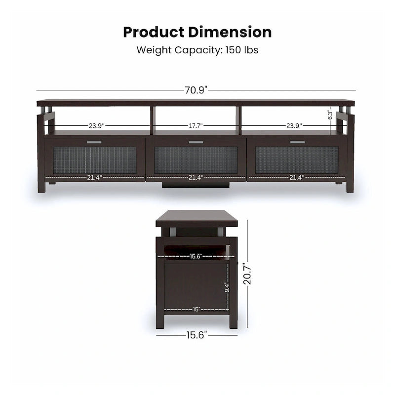 Espresso Contemporary TV Console, 71", Single