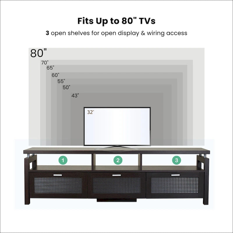 Espresso Contemporary TV Console, 71", Single