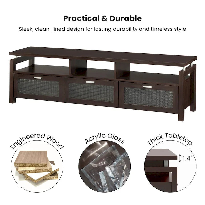 Espresso Contemporary TV Console, 71", Single